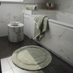 Allure Bath Fashions Round Bath Mat Non-Slip - 100% Cotton Circle Bathroom Rug in Light Green - thumbnail 3
