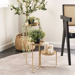 Wyld and Coco Beige Iron 3-Tier Plant Stand 21 x 42 x 60 cm Indoor - Size: Medium - thumbnail 1