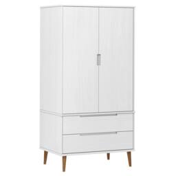 Berkfield Home Wardrobe MOLDE White 90x55x175 cm Solid Wood Pine - Size: 90 x 55 x 175 cm - thumbnail 3