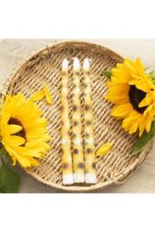 KDMD Set of 3 Sunflower Taper Candles in Yellow - thumbnail 2