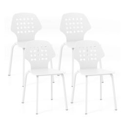 Costway Set of 4 Dining Chair Metal Kitchen Bar Chair Stool Armless Accent Side Chair in White