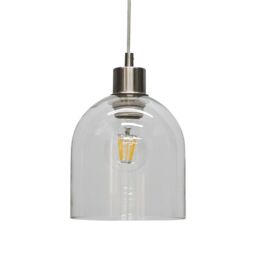 First Choice Lighting Belten - Clear Glass Cloche with Satin Nickel Pendant Fitting - thumbnail 2