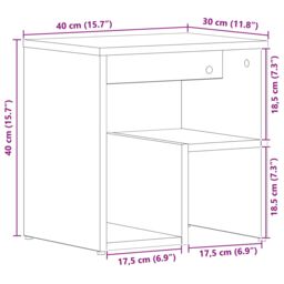 Berkfield Home Nightstand Black Oak 40x30x40 cm Made of Engineered Wood - Size: 40 x 30 x 40 cm - thumbnail 9