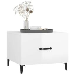 Berkfield Home Coffee Table with Metal Legs High Gloss White 50x50x40 cm - Size: 50 x 50 x 40 cm - thumbnail 4
