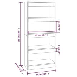 Berkfield Home Book Cabinet/Room Divider Grey Sonoma 60x30x135 cm Engineered Wood - Size: 60 x 30 x 135 cm - thumbnail 7