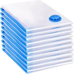 ATEK 10 Pack Large Vacuum Storage Bags 100 × 80cm Storage Space Saver Zip Airtight Seal Space Saving Reusable Travel Clothes Bag in Clear - thumbnail 1