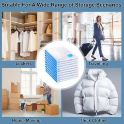 ATEK 10 Pack Large Vacuum Storage Bags 100 × 80cm Storage Space Saver Zip Airtight Seal Space Saving Reusable Travel Clothes Bag in Clear - thumbnail 3