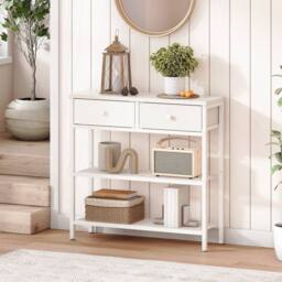 FORGEVIO White Console Table Sofa Table Hallway Table - Size: 0.6m2