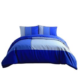 Snug City Duvet Cover & Pillowcase Set Patchwork Modern Design Bed Linen in Blue - Size: Super King - thumbnail 2