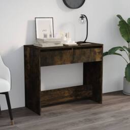 Berkfield Home Decorative Console Table Smoked Oak 89x41x76.5 cm Engineered Wood in Brown - thumbnail 2