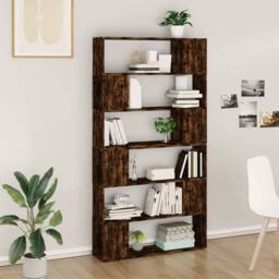 Berkfield Home Book Cabinet/Room Divider Smoked Oak 100x24x188 cm in Brown - Size: 100 x 24 x 188 cm - thumbnail 2