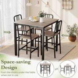 Costway Counter Height Dining Table Set 5PCS Kitchen Bar Table & Chairs Set in Grey - thumbnail 9