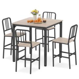 Costway Counter Height Dining Table Set 5PCS Kitchen Bar Table & Chairs Set in Grey - thumbnail 3