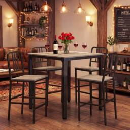 Costway Counter Height Dining Table Set 5PCS Kitchen Bar Table & Chairs Set in Grey - thumbnail 5