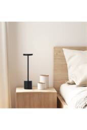 Garden Sanctuary Industrial-Style Rechargeable Dimmable Table Lamp Night Light in Black - thumbnail 1