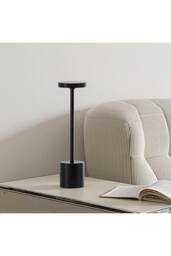 Garden Sanctuary Industrial-Style Rechargeable Dimmable Table Lamp Night Light in Black - thumbnail 2