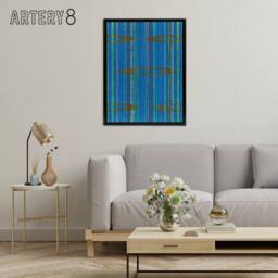 "Artery8 Blue Abstract Geometric Pattern Framed Canvas Wall Art Print Korin - Size: W12"" x H16""" - thumbnail 3