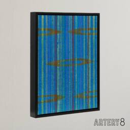 "Artery8 Blue Abstract Geometric Pattern Framed Canvas Wall Art Print Korin - Size: W12"" x H16""" - thumbnail 2