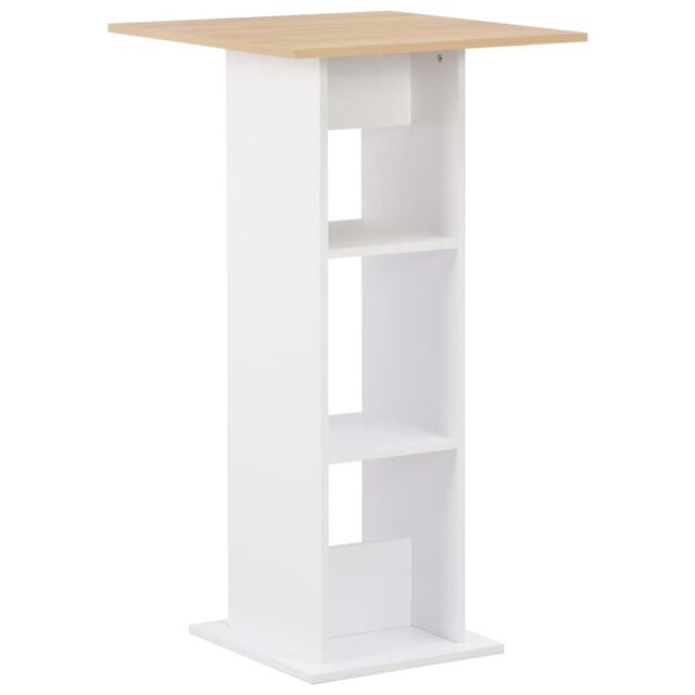 Berkfield Home Bar Table White & Sonoma Oak 60x60x110 cm - Size: 60 x 60 x 110 cm - image 1
