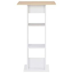 Berkfield Home Bar Table White & Sonoma Oak 60x60x110 cm - Size: 60 x 60 x 110 cm - thumbnail 2