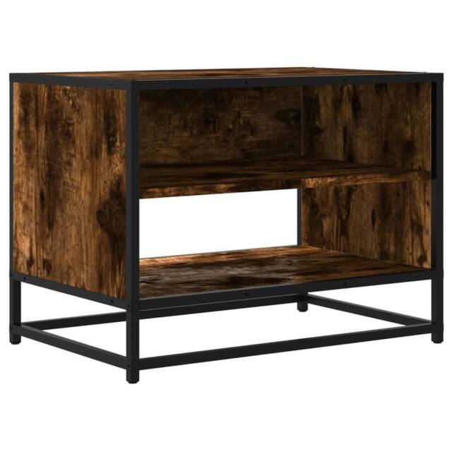 Berkfield Home TV Cabinet Smoked Oak 61x40x46 cm Engineered Wood & Metal in Brown - Size: 61 x 40 x 46 cm - image 1