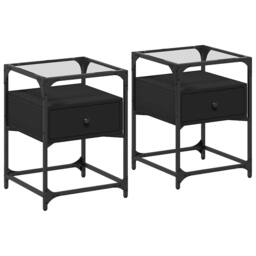 Berkfield Home Bedside Cabinets 2 pcs Black 40x40x55 cm Engineered Wood - Size: 40 x 40 x 55 cm - thumbnail 1