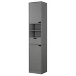 Havendro Wooden Tall 2 Door Shelves Bathroom Cabinet Storage Grey