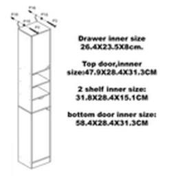 Havendro Wooden Tall 2 Door Shelves Bathroom Cabinet Storage Grey - thumbnail 2