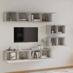 Berkfield Home Classic 6 Piece TV Cabinet Set Concrete Grey Engineered Wood - thumbnail 1