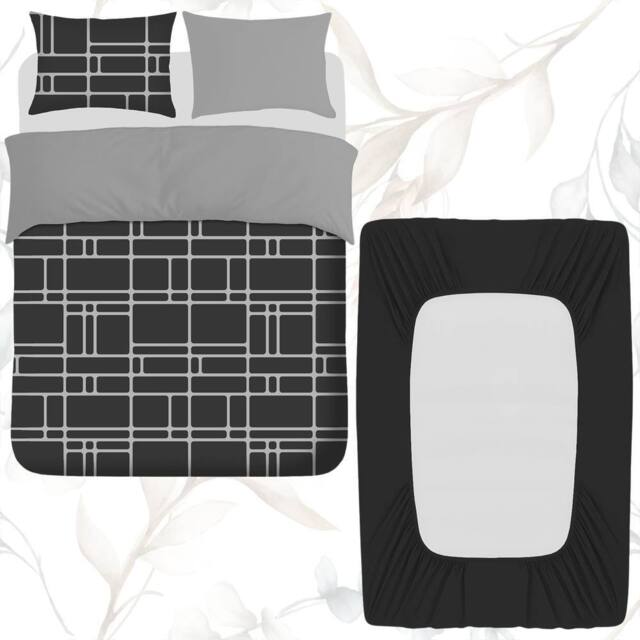 Grace Premium 4 Pack Microfiber Duvet Cover Set with Fitted Sheet in Black - Size: Single - image 1