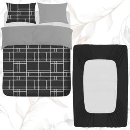 Grace Premium 4 Pack Microfiber Duvet Cover Set with Fitted Sheet in Black - Size: Single - thumbnail 1