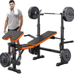 Hinsinc 600LBS 6 in 1 Adjustable Weight Bench in Black - Size: 0-12 m - thumbnail 5