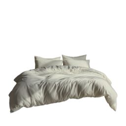 Snug City Plain Dyed Easy Care Polycotton Duvet Cover & Pillowcase/s Set Bed Linen in Cream - Size: Single - thumbnail 2