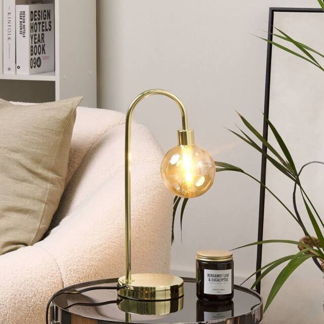 Wyld and Coco Gold Table Lamp - Steel Frame with Glass Shade Modern Glam - image 1