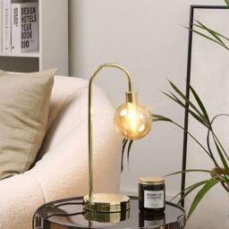 Wyld and Coco Gold Table Lamp - Steel Frame with Glass Shade Modern Glam - thumbnail 1