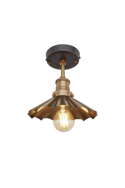 Industville Brooklyn Umbrella Flush Mount, 8 Inch, Brass, Brass Holder in Bronze - image 1