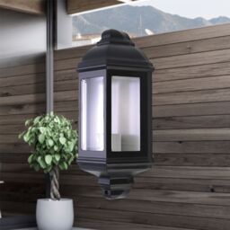 First Choice Lighting Set of 2 Parkins - Black Outdoor Half Lantern Wall Lights - thumbnail 5