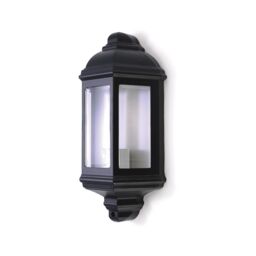 First Choice Lighting Set of 2 Parkins - Black Outdoor Half Lantern Wall Lights - thumbnail 3