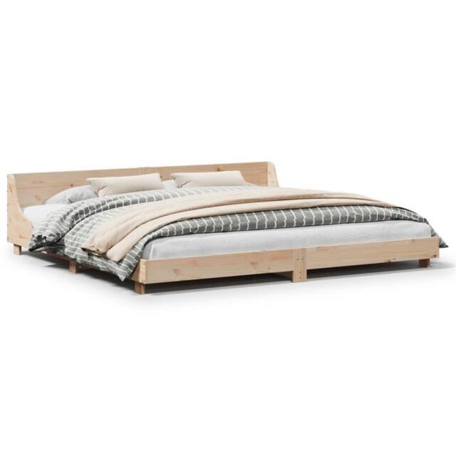Berkfield Home Bed Frame without Mattress 180x200 cm Super King Solid Wood Pine in Light Tan - image 1