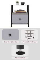 Home Discount Vida Designs Chorley 1 Drawer Bedside Chest UKFR Fabric Storage in Beige - thumbnail 4