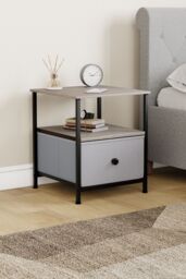 Home Discount Vida Designs Chorley 1 Drawer Bedside Chest UKFR Fabric Storage in Beige - thumbnail 7