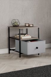 Home Discount Vida Designs Chorley 1 Drawer Bedside Chest UKFR Fabric Storage in Beige - thumbnail 2