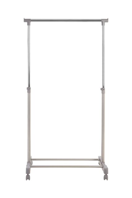 Orsina Stylish Clothes Rack Grey & Chrome Finish Hanging Rail, Movable Cloths Rail For Bedroom, Sleek Coat Stand in Silver - image 1