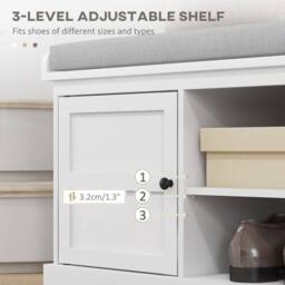 Wyld Haus Lire Wooden Shoe Bench with Cushioned Grey Top L105 x D35 x H47cm in White - thumbnail 6