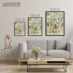 "Artery8 Millot Encyclopedia Page Flowers Plants Framed Canvas Wall Art Print - Size: W12"" x H16""" - thumbnail 4