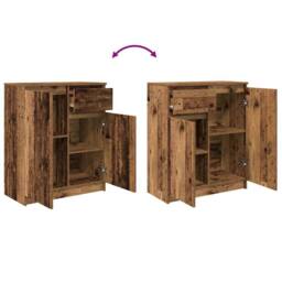 Berkfield Home Sideboard with Drawer Old Wood 71x35x84 cm Engineered Wood in Brown - Size: 71 x 35 x 84 cm - thumbnail 9