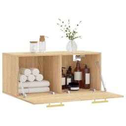 Berkfield Home Wall Cabinet Sonoma Oak 80x36.5x35 cm Engineered Wood in Brown - thumbnail 4