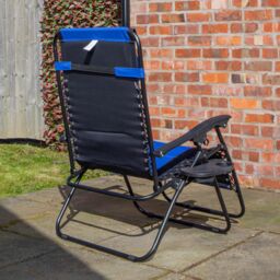 Samuel Alexander Luxury Padded Multi Position Zero Gravity Garden Relaxer Chair Lounger in Blue & Black - thumbnail 9
