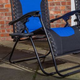 Samuel Alexander Luxury Padded Multi Position Zero Gravity Garden Relaxer Chair Lounger in Blue & Black - thumbnail 8