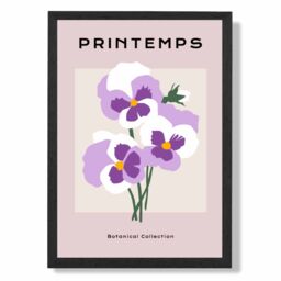 ARTZE Purple Pansies Flower Market Simplicity Framed Print SIZE: A4 with Black Frame